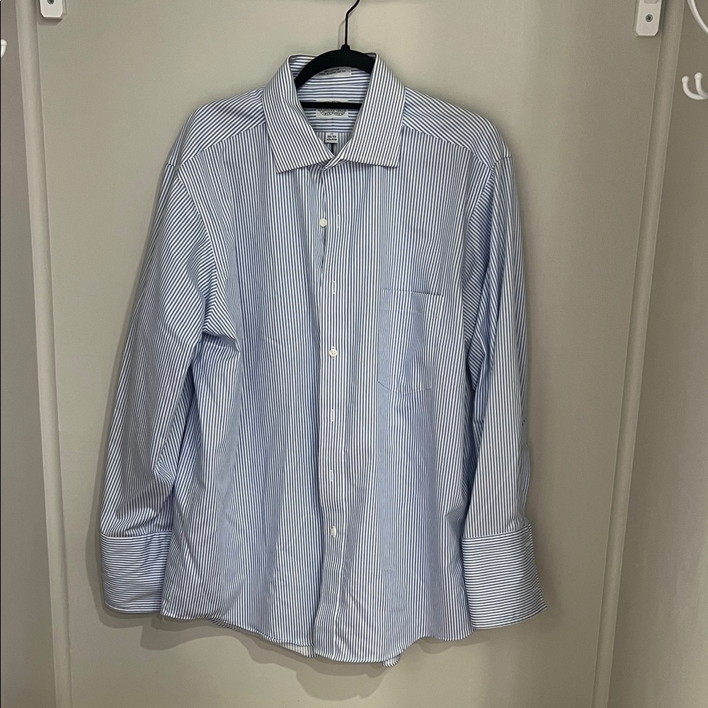 Elegant Blue Striped Men's Dress Shirt